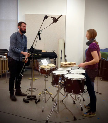 Christine Auspurger in the studio with UI recording engineer, James Edel.