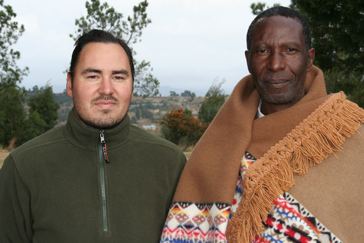 David Riep poses with a Lesotho villager