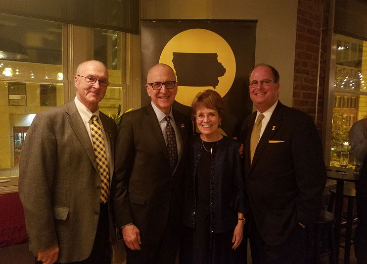 Graduate College Dean John Keller, former University of Iowa presidents David Skorton and Mary Sue Coleman, and University of Iowa Foundation Executive Director of Development Jeff Liebermann participated in a panel discussion in Washington, D.C.