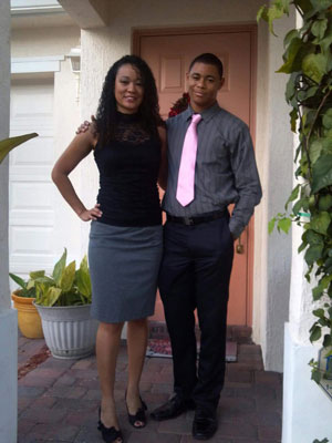 Sharon Lee Smith and her son, Marquis Smith. Marquis is participating in SROP in 2016--20 years after his mother completed the very same program.