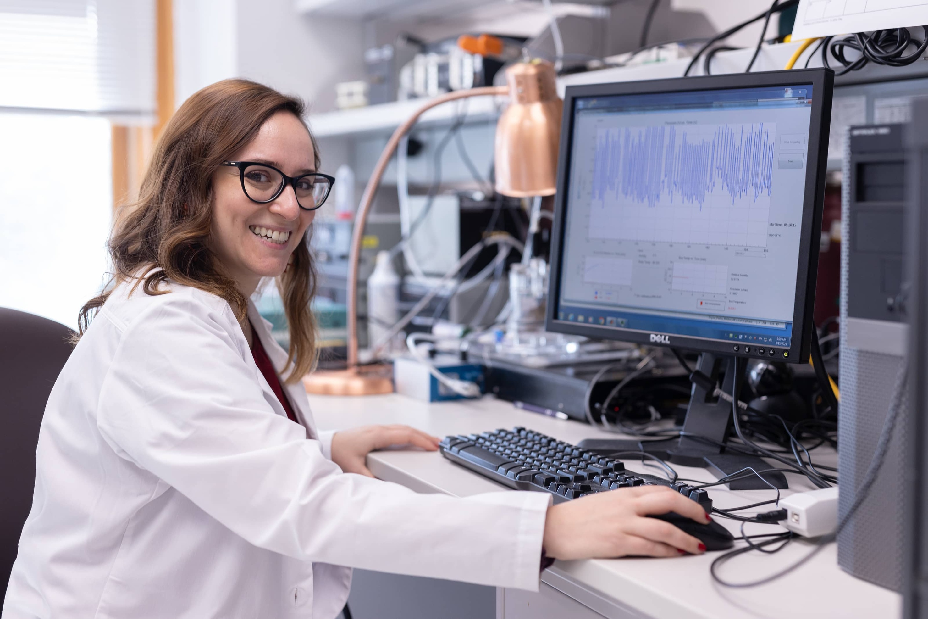 Chiara Borrelli in the neurology lab