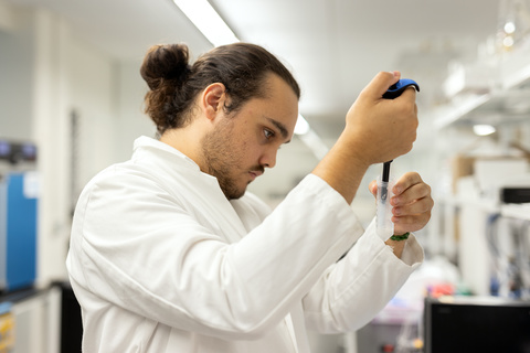 Joseph Correa in the lab