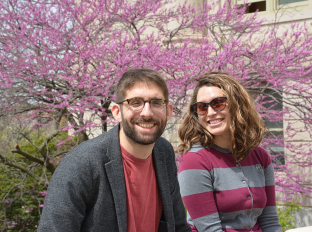 Nicole Jardine and Josh Schoenfeld each received one of the institution’s highest honors, the Hancher-Finkbine Graduate/Professional Medallion.