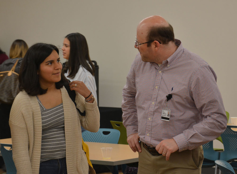SROP student Angelica Fregoso and her mentor during the SROP Welcome Breakfast