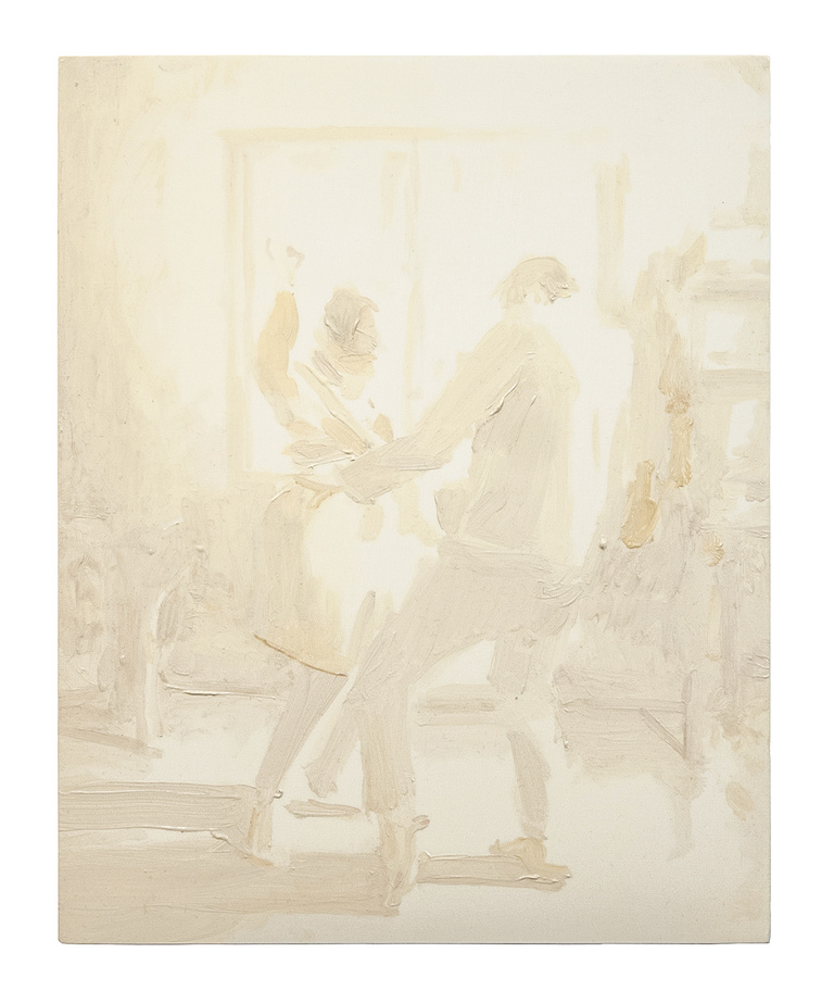 Painting of two people dancing in low contrast colors