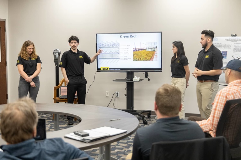 IISC students presenting in Dubuque