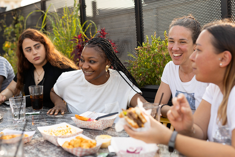 Graduate student enjoy their time together during a Connecting Communities Fall Social