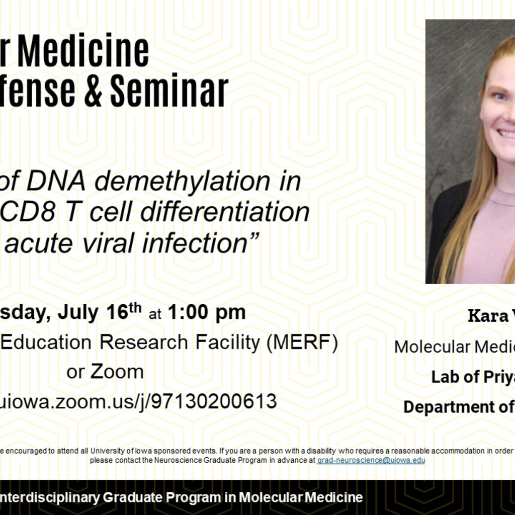 Molecular Medicine Interdisciplinary Program Thesis Defense Seminar: Kara Wuchter promotional image