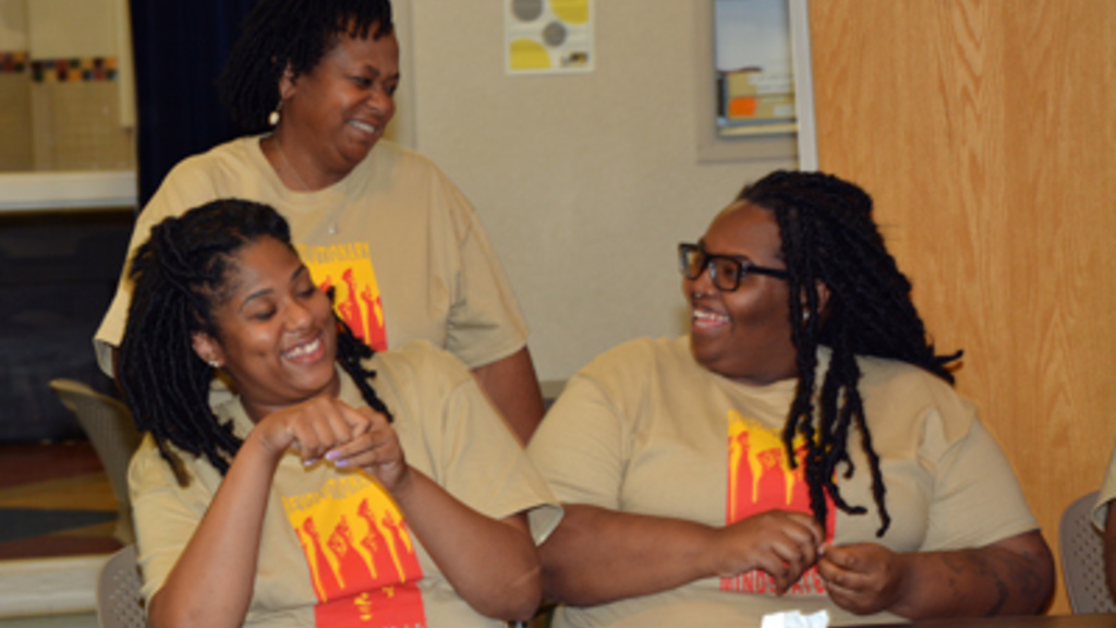 Diana Sproles shares a laugh with her SROP students.